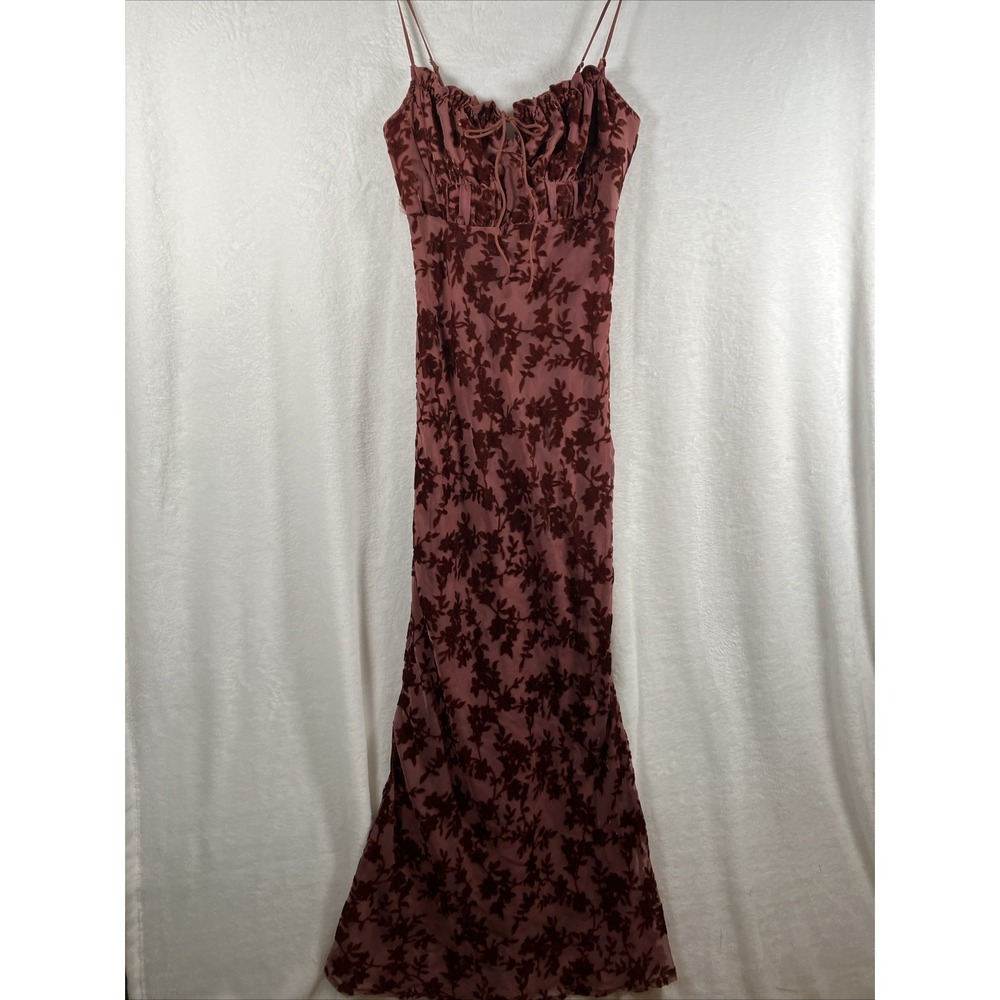 Rare London Velvet Burnout Maxi Dress Tie Front Bodycon Evening Gown 4 New - Picture 8 of 16
